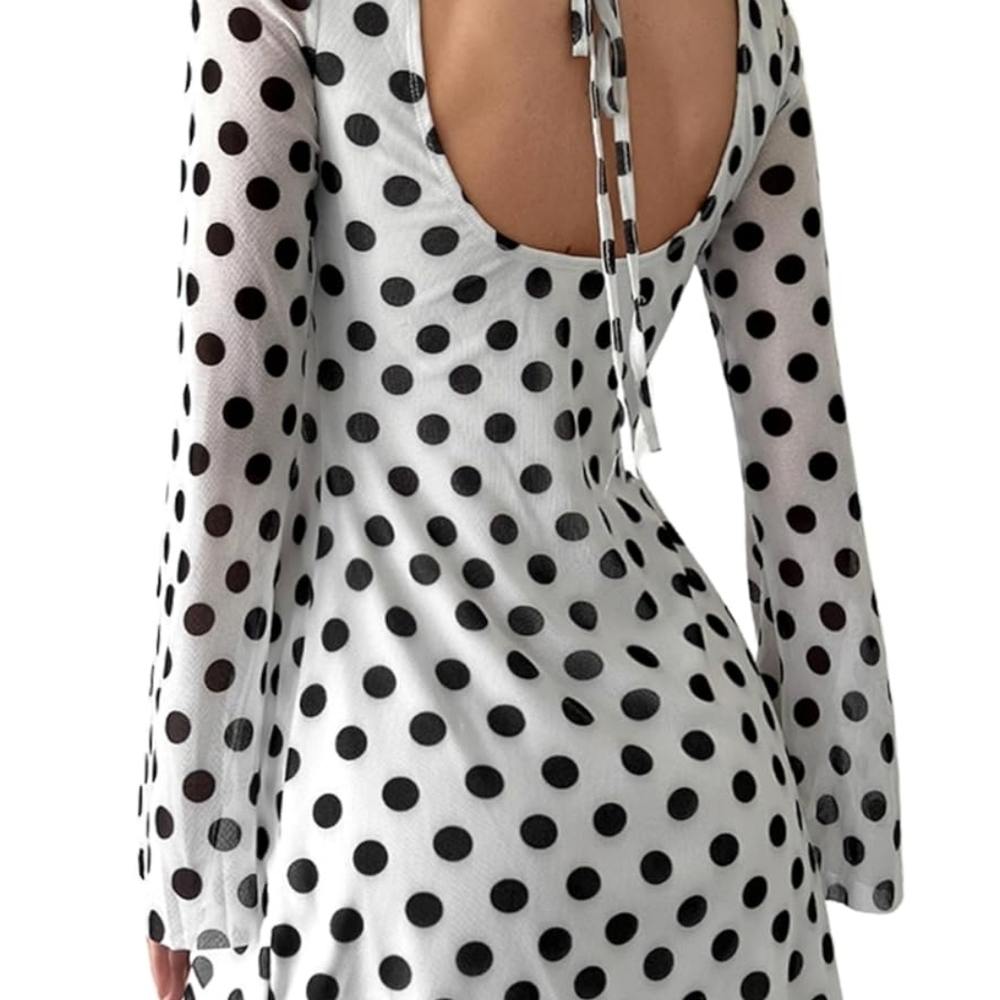 Elegant Black and White Polka Dot Dress